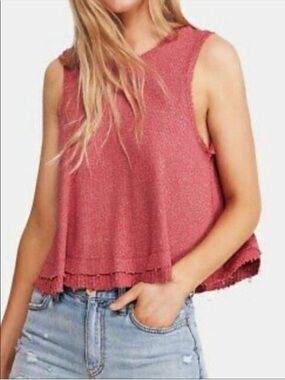 Free People New Love Flowy Tank Top Rose Red Boho Small